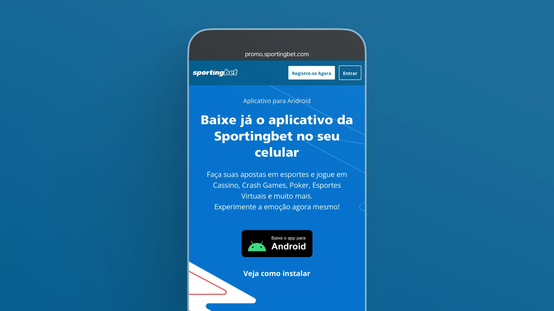 mockup mobile pagina de instalacao sportingbet